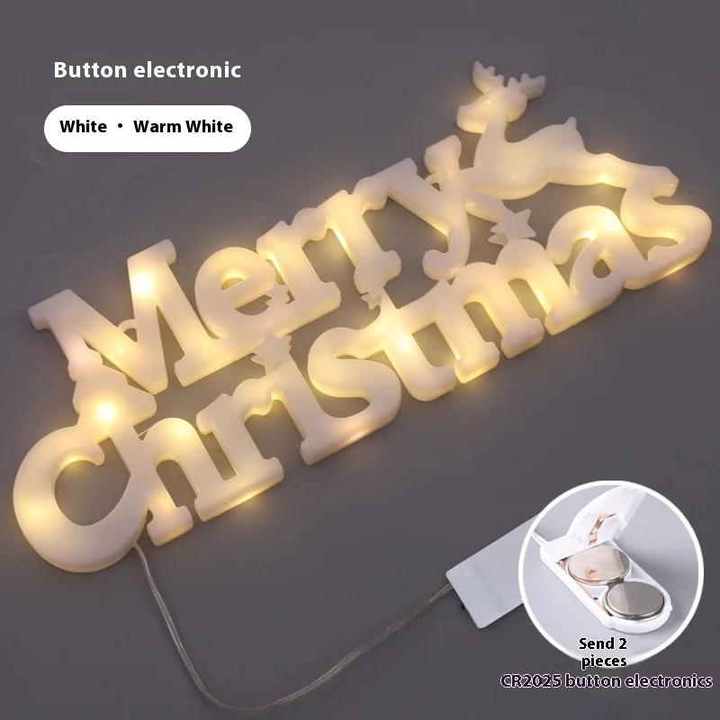 Merry Christmas Led Light Home Window Wall Background Night Light Door Hanging Sign with Lighted Ornament Christmas Decoration