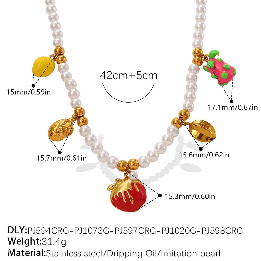 Charming Cross Droplet Oil Corn Cabbage Pendant Bracelet & Necklace Set