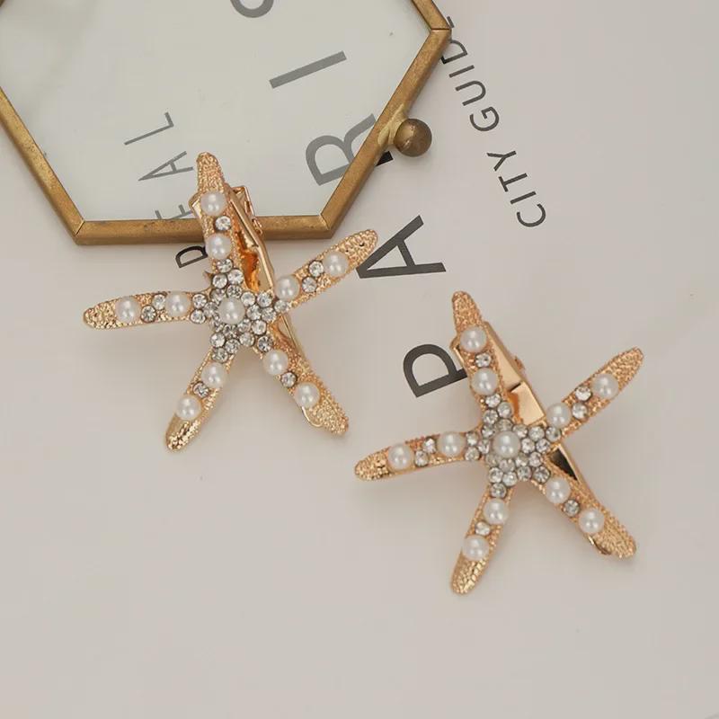 Tuanming Starfish Pearl Hairpin: Trendy European & American Ladies' Ocean-Inspired Fashion Accessory