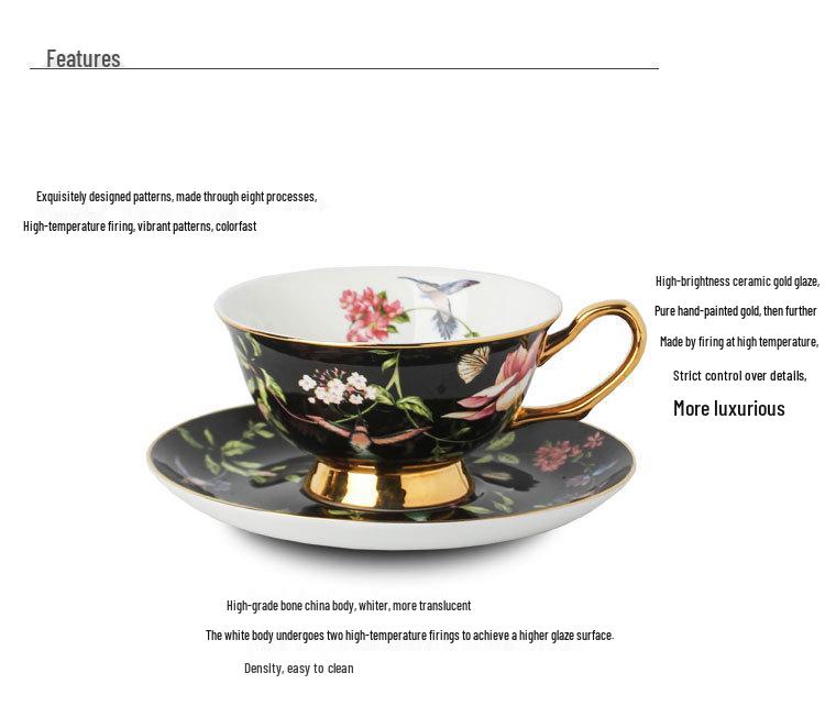 European Style Bone China Coffee Cup Set with Retro Saucer