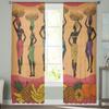 African Women Fruit Basket Ethnic Tulle Sheer Window Curtains for Living Room Kitchen Children Bedroom Voile Hanging Curtain