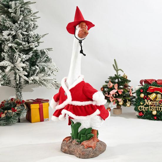 Christmas Porch Goose Outfits Red Skirt with Hat Outdoor Goose Xmas Costume Accessory for 17 Inch or 23 Inch Goose Statue