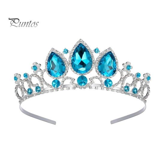 

Обруч для волос, блестящий, инкрустированный искусственными кристаллами, декорированный, детский, корона, для дня рождения, сплав, повязка на голову, аксессуары для волос синий