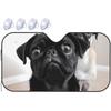 Cute Black Pug Dog Car Windshield Sun Shade Foldable Car Front Window Sunshade for Most Cars SUV Truck - Heat Blocker Auto Visor Protector Universal