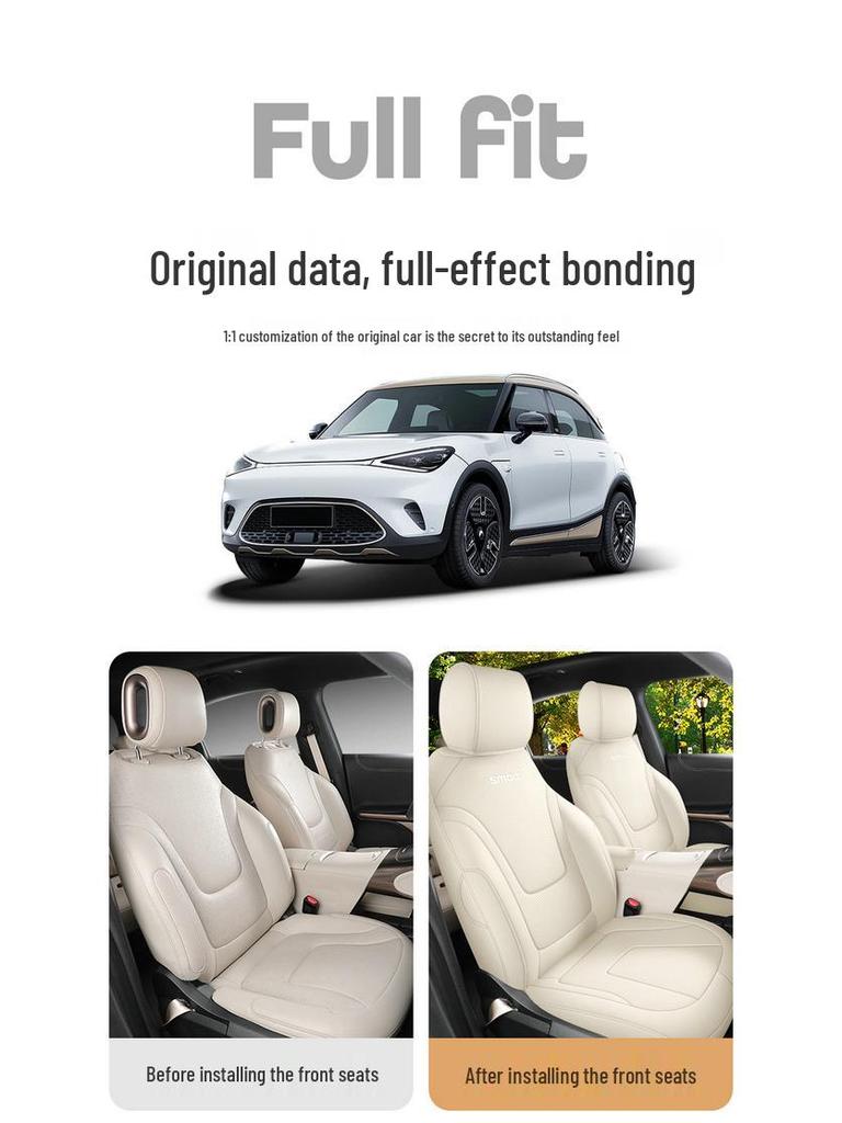 Smart Elf 1 Full Leather Car Seat Cushion - Universal Fit for All Seasons, Five Seats