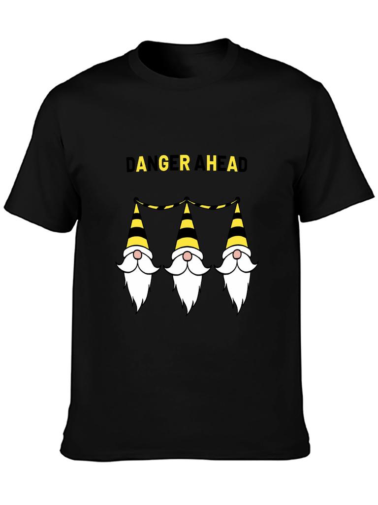 Top Short Sleeve Danger Ahead Santa Claus Yellow Black Anime T Shirt Hip Hop Fashion Country Music Movie Peripheral