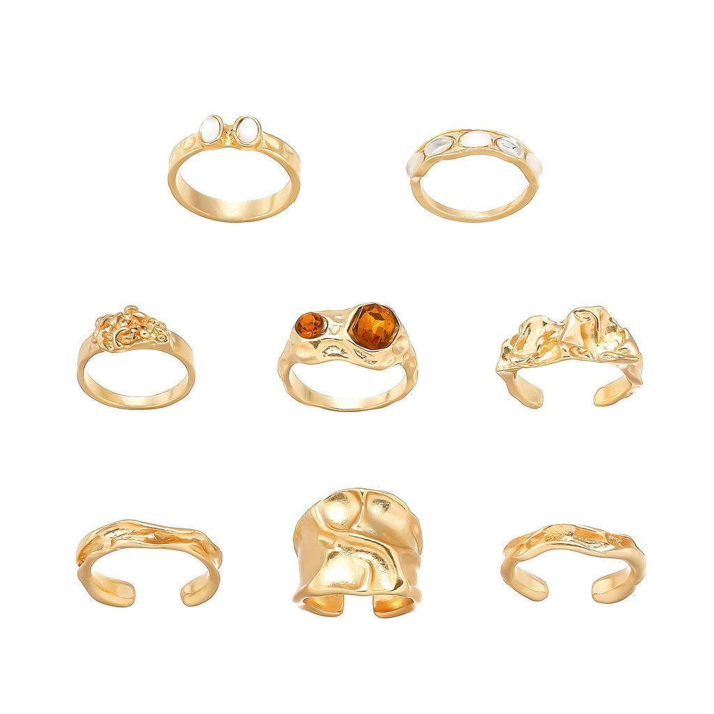 Geometric Fashion Retro Ring Irregular Ring Set for Women