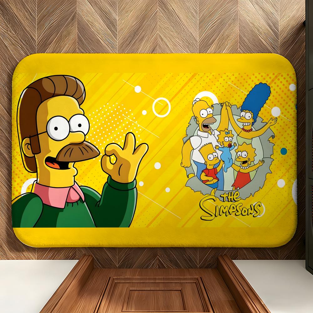 Cartoon T-The S-Simpsons Floor Mat Soft Flannel Floor Mat  Suitable for Entryways, Living Rooms, Bedrooms, and Bathrooms