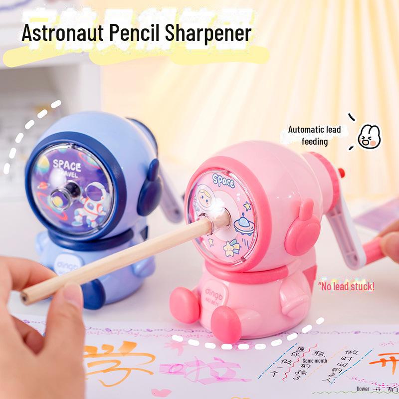 Automatic Creative Cartoon Astronaut Pencil Sharpener for Students and Kids