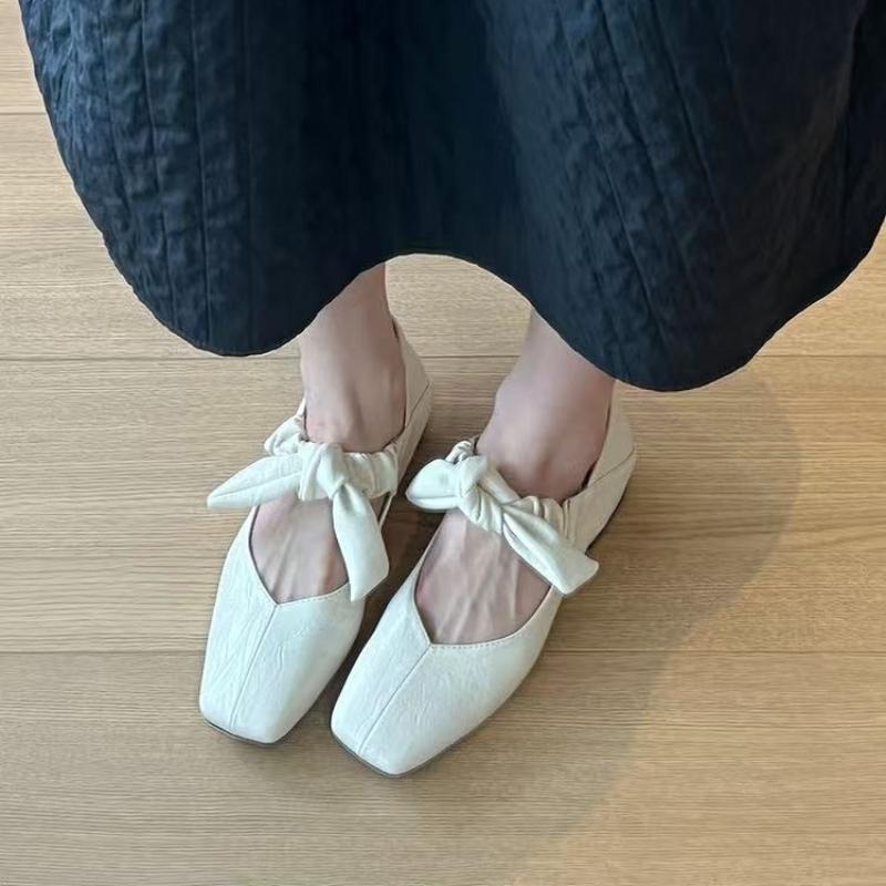Fashion 2025 New Cute Square Toe Ladies Ballet Shoes Fashion Flat Bow Mary Jane Summer Women's Pumps Commuter Concise Female Shoes