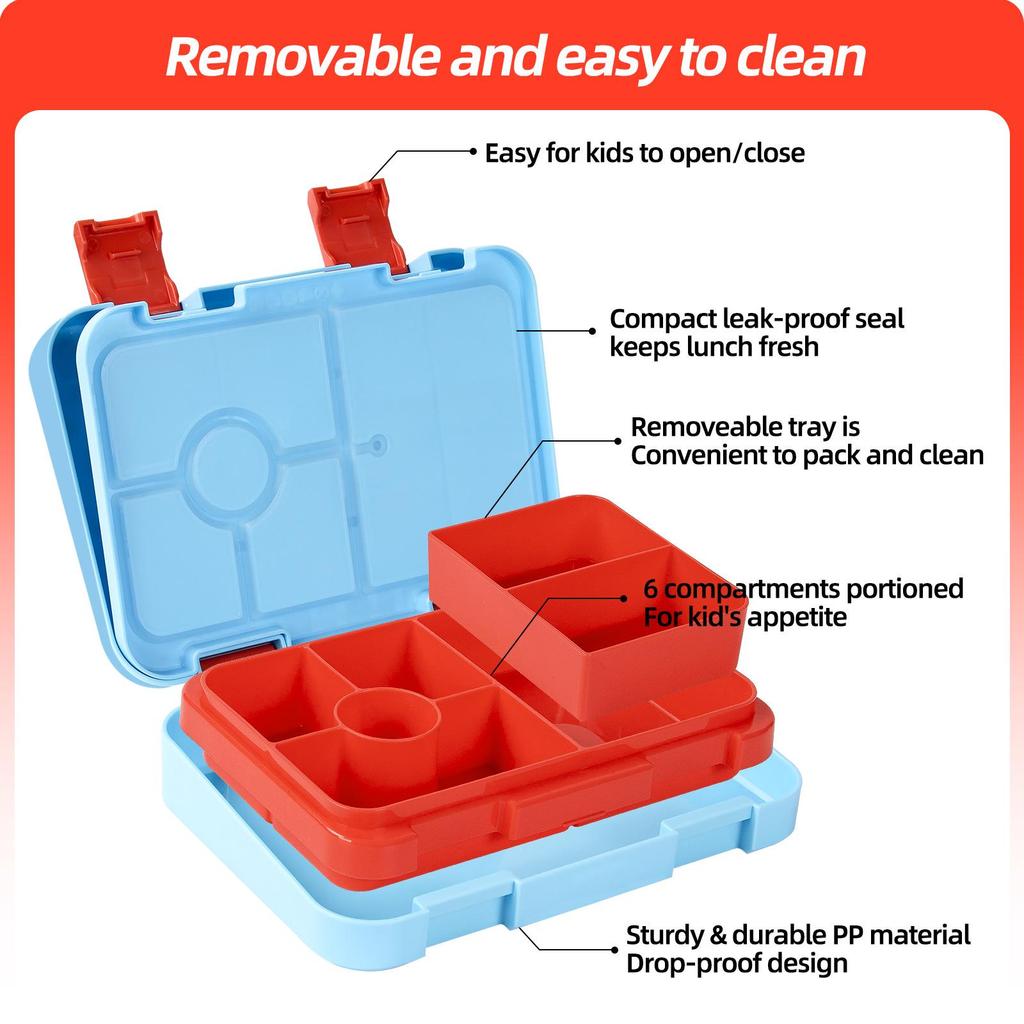 Kinder Cartoon Bento Box mit Doppelschnalle - Tragbar, Mikrowellengeeignet, Große Lunchbox für Schüler