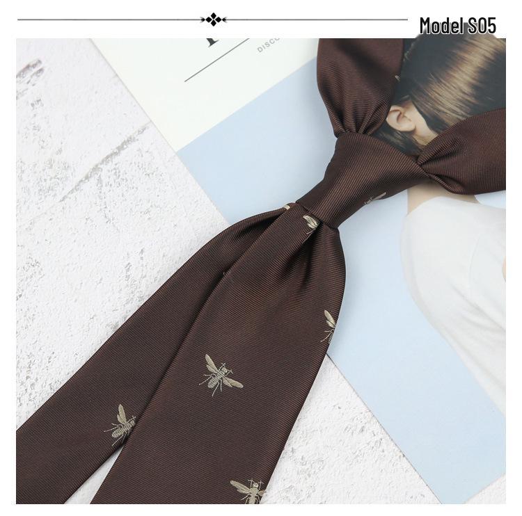 Maillard Style 8CM Retro Beige Coffee Champagne Tie - Korean Casual and Formal Fashion for Men
