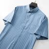 Dibenze Men's Plus Size Striped Cotton Short Sleeve Shirt