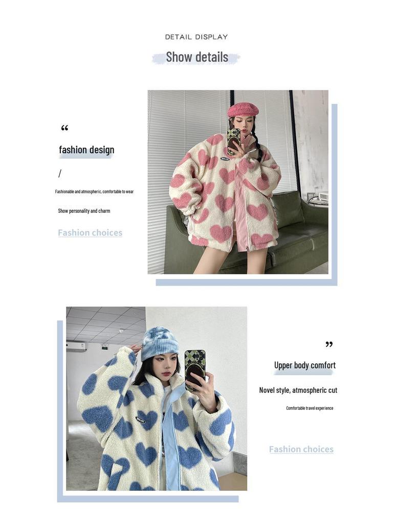 Unisex Lamb Wool Fleece Reversible Jacket: Stand-Up Collar, Warm, Autumn/Winter Fashion.