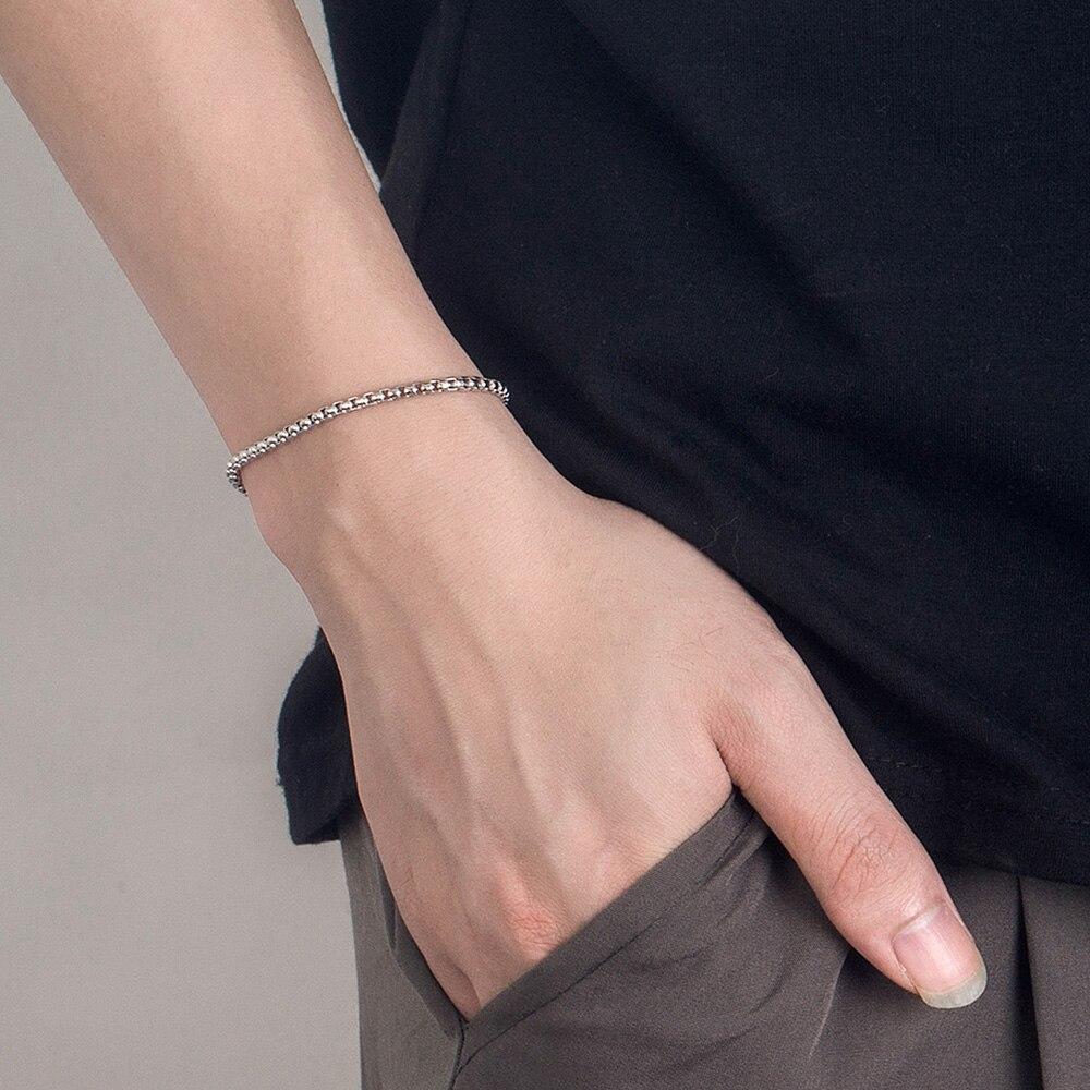 2.5MM Box Chain 925 Sterling Silver Bracelet for Men Women Classic Unisex Jewelry Chain Bracelet 7.5 Inch