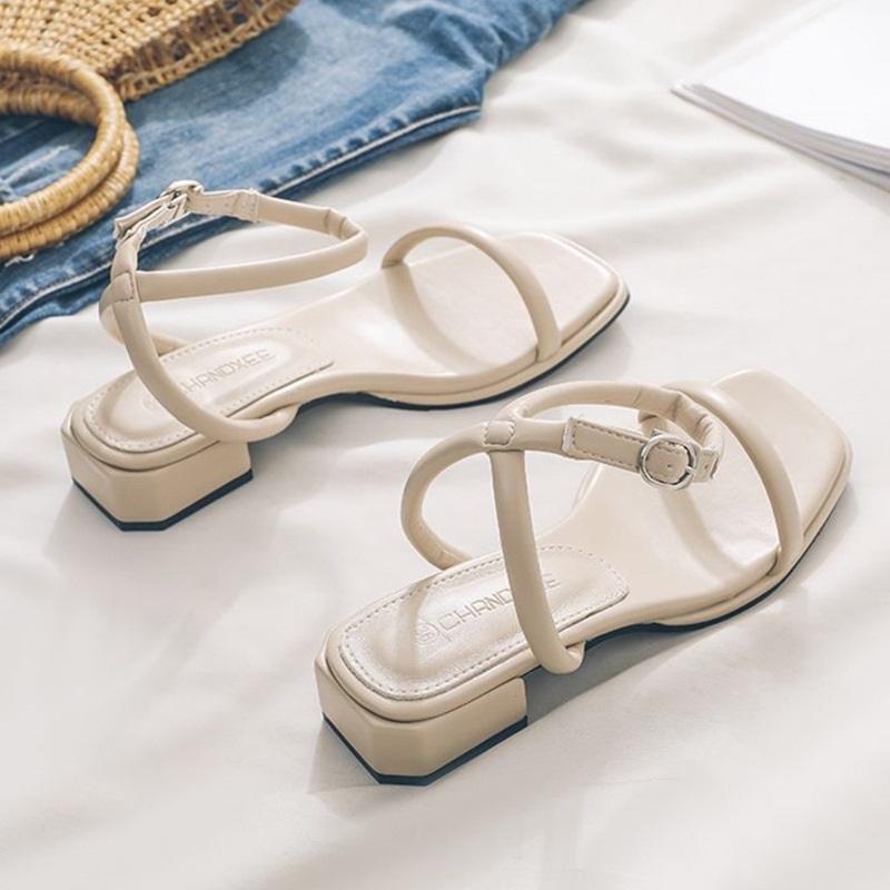 Летние ретро белые сандалии на массивном каблуке женские элегантные модные шлепанцы пляжные сандалии-слайды стильные сказочные сандалии для женщин летняя обувь 35 бежевый 2309₽