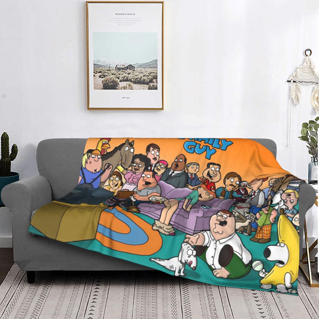 Families Guys Peter Griffin Blankets Fleece Cartoon Funny TV Lightweight Thin Throw Blanket for Outdoor Travel Bedding Quilt