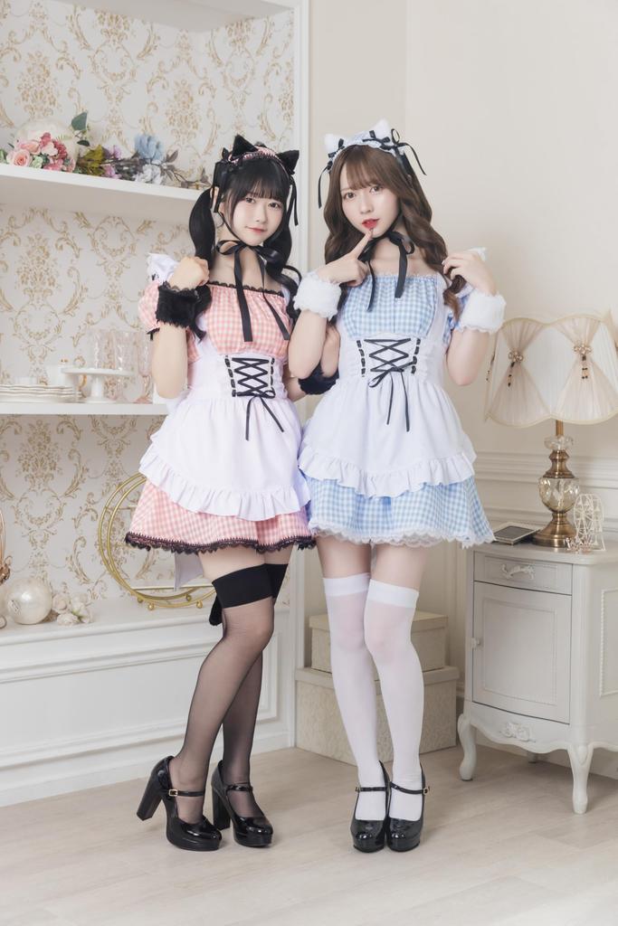 Clearstone Lyrical Palette Cosplay Halloween Gingham Katt Tjänarinna JamsCollection Blå Dam