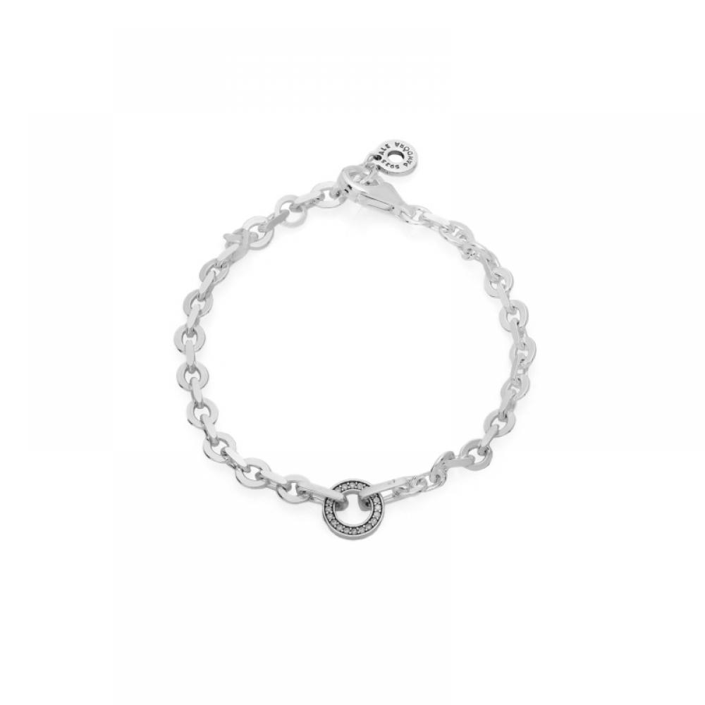 Pandora 592777c01 Signature Pav  Bold Chain Silver Bracelet