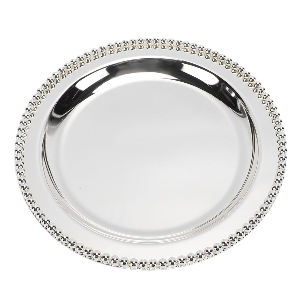 European Style Round Dessert Plate Metal Decorative Serving Tray Afternoon Tea Cake Fruit Tray Rustproof Elegant Snack
