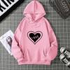 Women's Fleece Lined Hoodie Solid Color Heart Print Kangaroo Pocket Drawstring Printed Hooded Sweatshirt Streetwear
