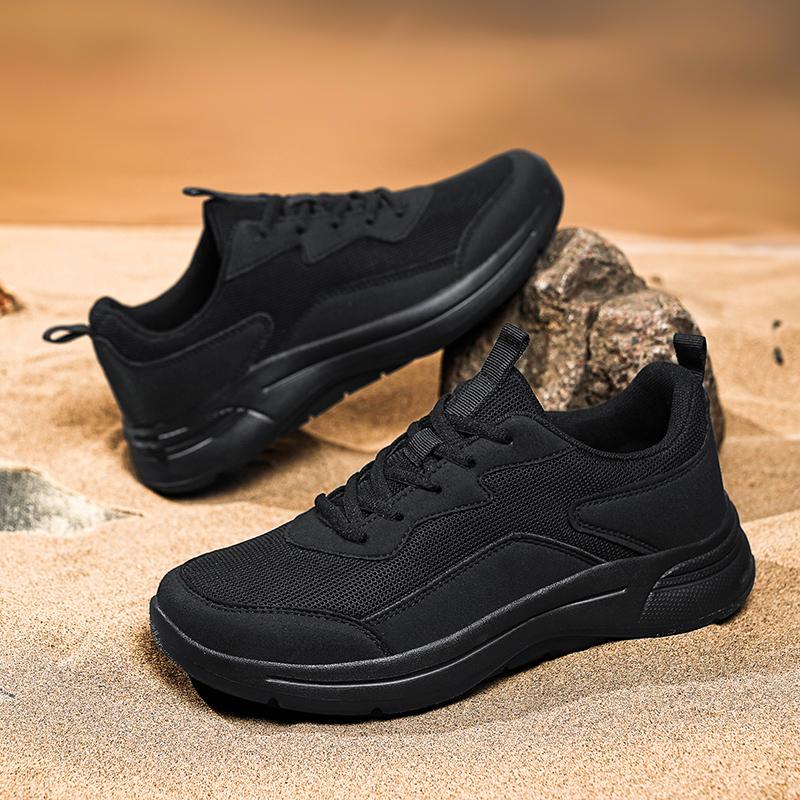 2025 Spring Summer New Small White Shoes Men's Shoes All Match Breathable Sports Lightweight Shock Absorption Casual Black 48