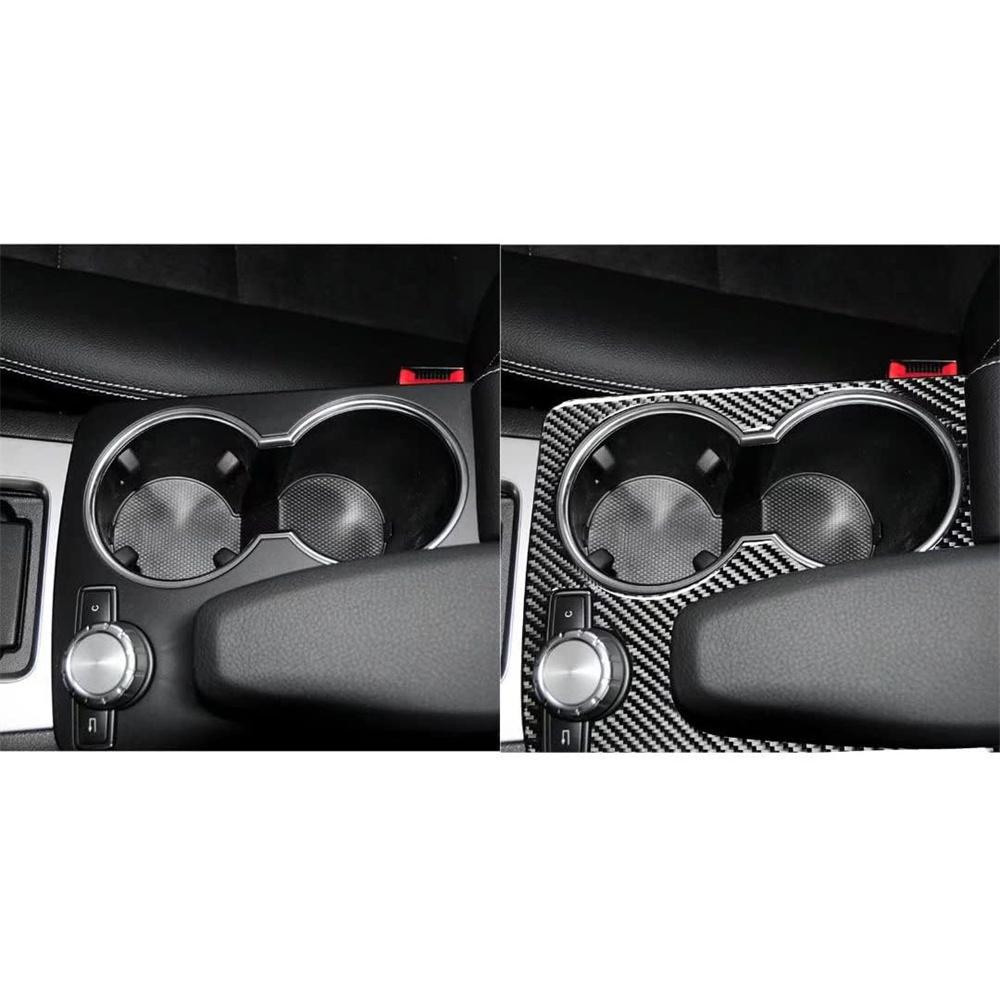 Carbon Fiber Gear Shift Panel Cup Holder Cover Trim For Benz C Class W204 07-14