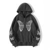 Oversized Y2K Butterfly Print Hooded Zip-Up Sweatshirt Women Men Loose Fit Streetwear With Front Pockets Air Layer