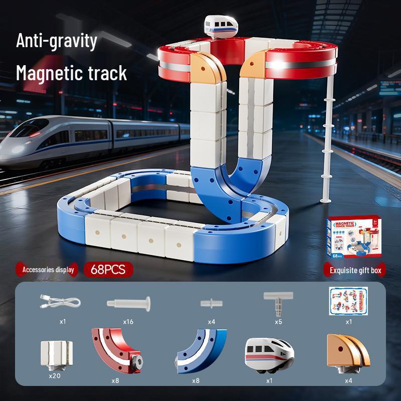 Children's Magnetic Building Blocks Track Car & Cube DIY Electric Train Toy