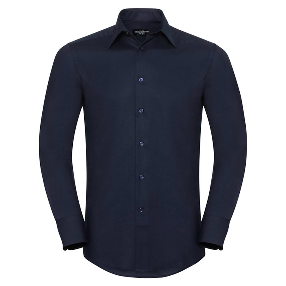 Russell Collection Mens Oxford Tailored Long-Sleeved Shirt