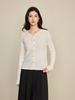 2026 Autumn Retro Cable Knit Wool Sweater with Beaded Diamond Buttons