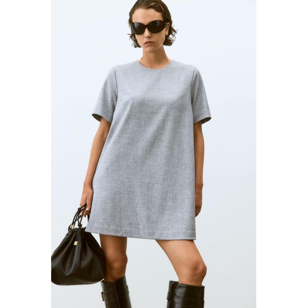 

H M A line dress light grey melange