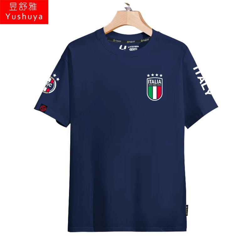 Italy Team European Cup World Cup Football Fan Uniform Short Sleeved T-shirt Men's and Women's 3D Printed T-shirt Summer