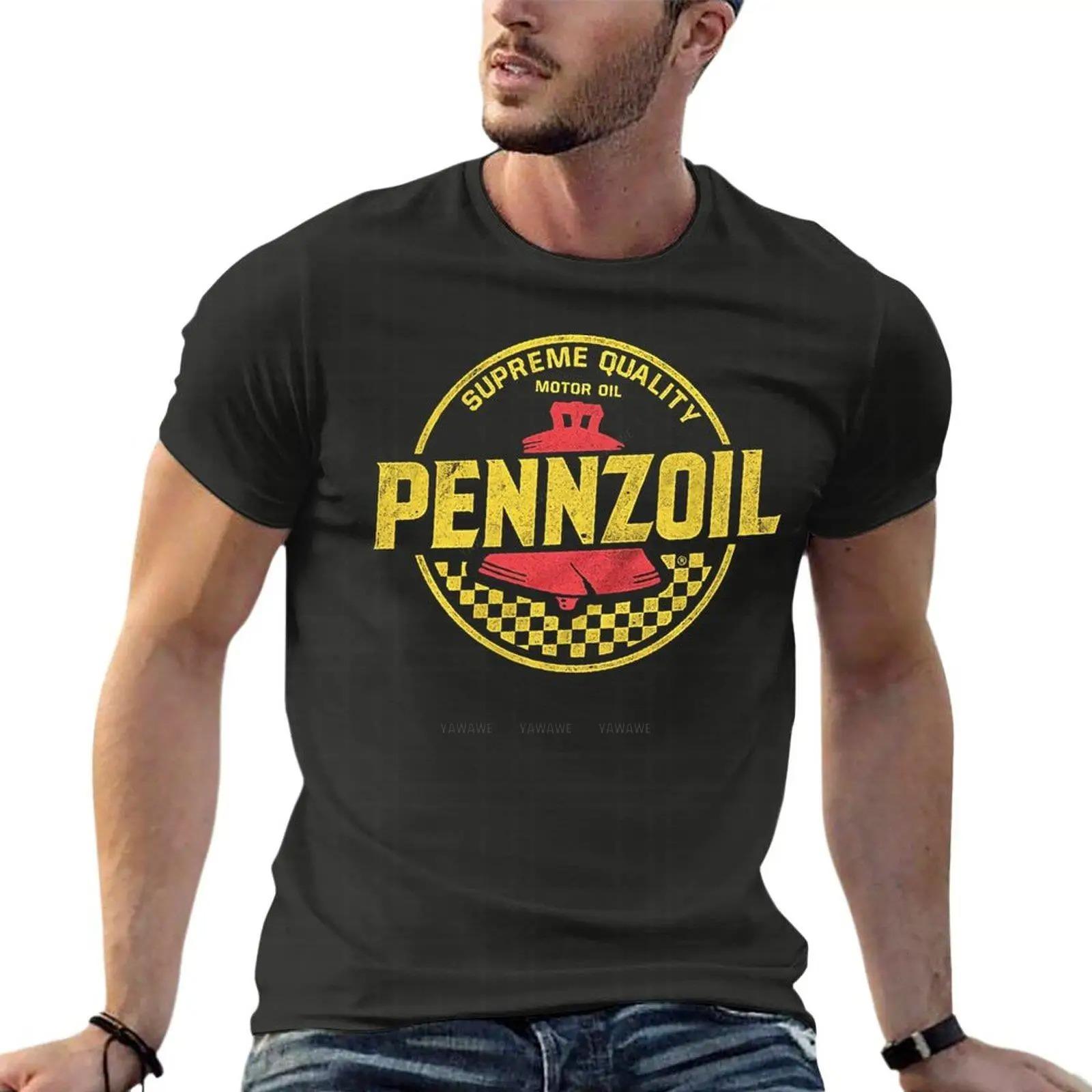 

Distressed Pennzoil Motor Oil Logo Oversized T Shirts Brand Mens Clothing Short Sleeve Streetwear Large Size Top Tee 4XL