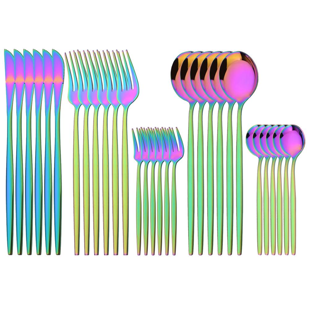 30Pcs Gold Dinnerware Cutlery Set High Quality Stainless Steel Flatware Knife Teaspoon Fork Tableware Western Kitchen Silverware