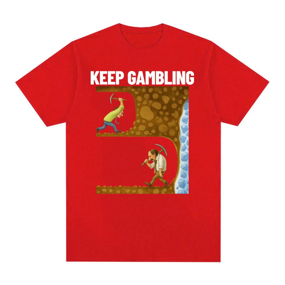 Fun Tshirt Womens Retro Gothic Style Shortsleeved Tshirt Printed with Keep Gambling Savage Graphic T Shirts Personality