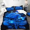 3D Red Rose Water Drop Duvet Cover Set Dark Floral Print Bedding Quilt Cover With Pillowcases Single Full Queen King Bedroom