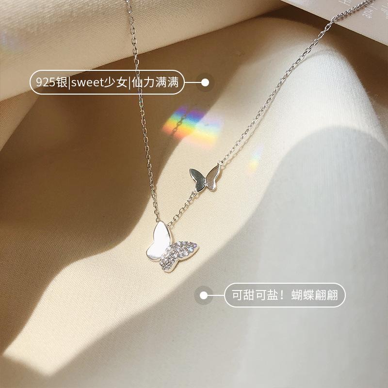 925 Silver Neck Choker Chain Butterfly Pendants Necklaces Women Luxury Jewelry Exquisite Elegant Charms Accessories