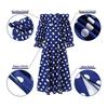 Wish Fashion Women's Clothing Pleated Ruffle Edge Loose Side Slit Polka Dot Horn Sleeve Extra Long Dress
