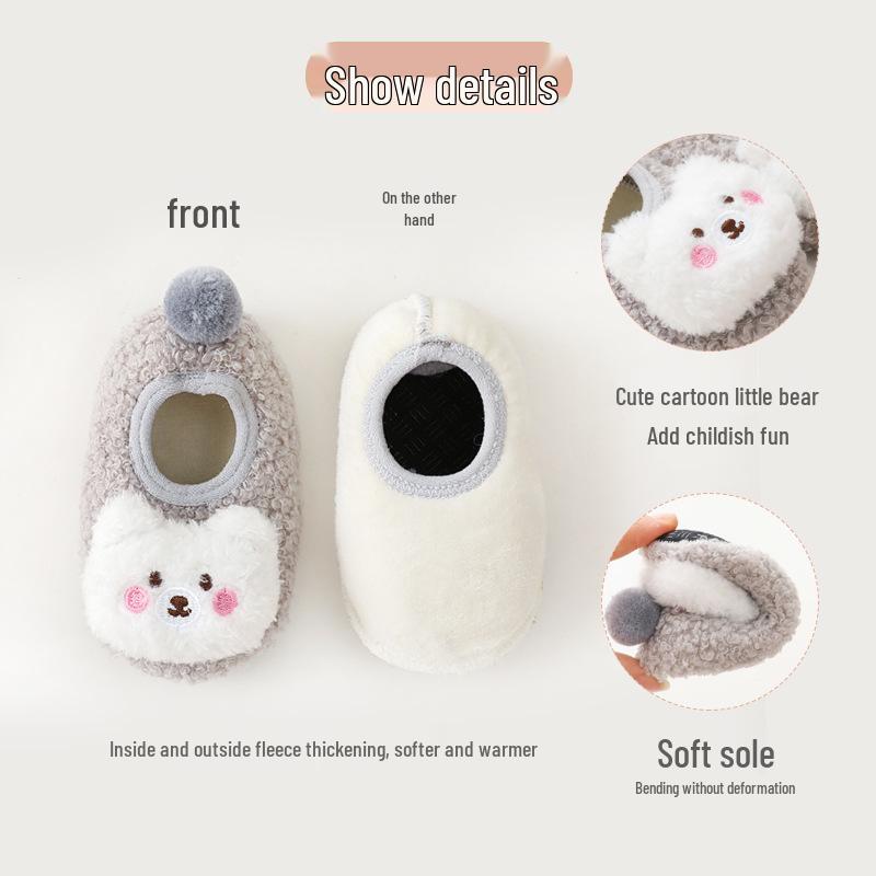 2025 Cozy Cartoon Non-slip Baby Floor Shoes – Thickened Fleece-lined Socks for Autumn/Winter