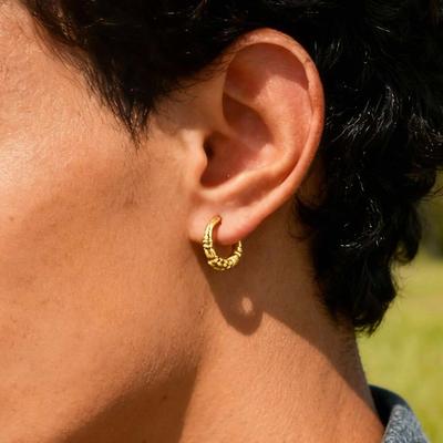 Gold Color Huggies Hoop Earring for Men,Stainless Steel Vintage Hoop Earrings, Anti Allergy Male Earring Jewelry