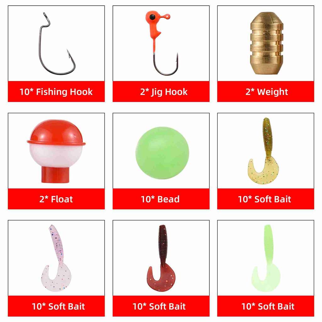 Kids Fishing Pole Telescopic Fishing Rod and Reel Combo Kit with Fishing Lures Fishing Lines Fishing Hooks