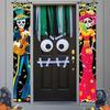 Mexican Day Of The Dead Hanging Flag Halloween Couplets Hanging Door Curtain Banner Skeleton Couple Ghost Hanging Banner Decor