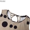 ZANZEA Women Casual Round Neck Loose Sleeveless Print Dress