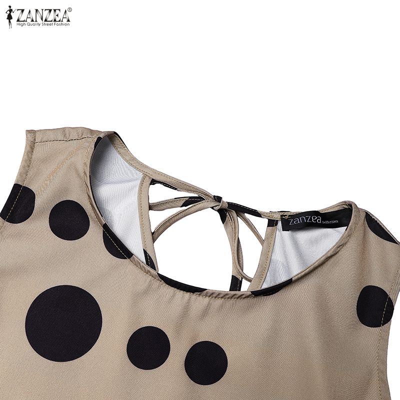 ZANZEA Women Casual Round Neck Loose Sleeveless Print Dress