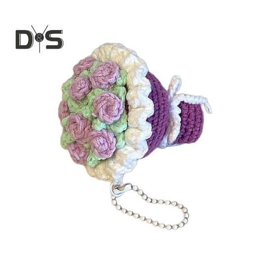 

Букет брелок ручной работы крючком сумка подвески цветочный брелок мини крючком букет брелок красочный цветок рюкзак шарм фиолетовый