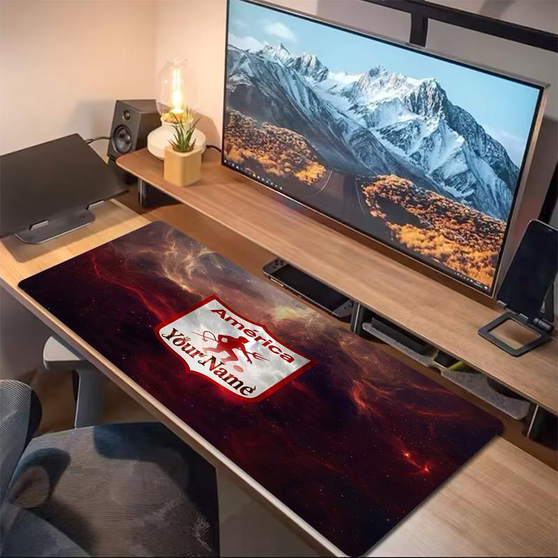 America De Cali Custom Name Large Size Mouse Pad Large Gaming Table Cushion Non-slip Laptop Tablet Big Mousepad XXL Mat Mini PC Playmat With Lock edge