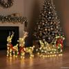 Reindeer Pull Sled Warm White 30 X 12 X 54.5 Cm PET