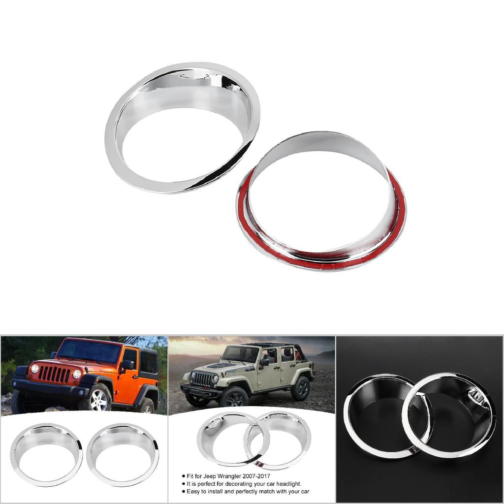 1 Pair Car Front Headlight Lamp Cover Trim Fit for Jeep Wrangler 20072017Bright Color