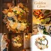 Artificial Fall Wreath with Golden Warm Light for Front Door Home Decor